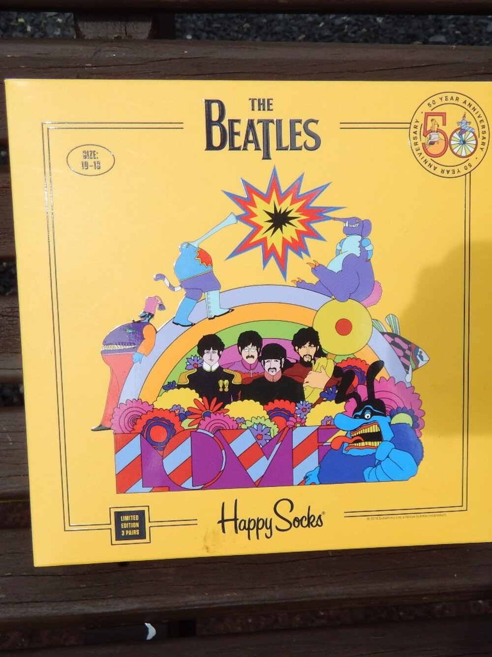 BEATLES HAPPY SOCKS LIMITED EDITION 3 PAIRS-SIZE 10-13 PAUL MCCARTNEY-ROCK ROLL